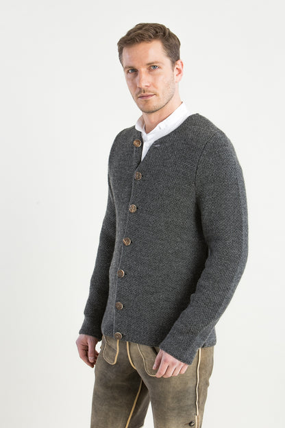Gottseidank 'Toni' Slim-Fit Wool Knit Janker in Asphalt Grey