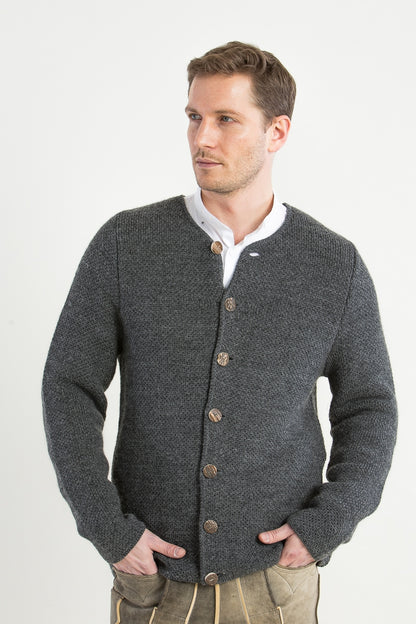 Gottseidank 'Toni' Slim-Fit Wool Knit Janker in Asphalt Grey
