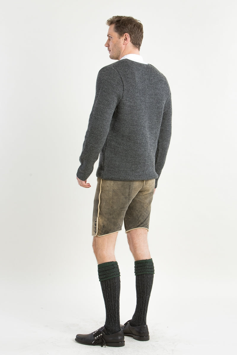 Gottseidank 'Toni' Slim-Fit Wool Knit Janker in Asphalt Grey