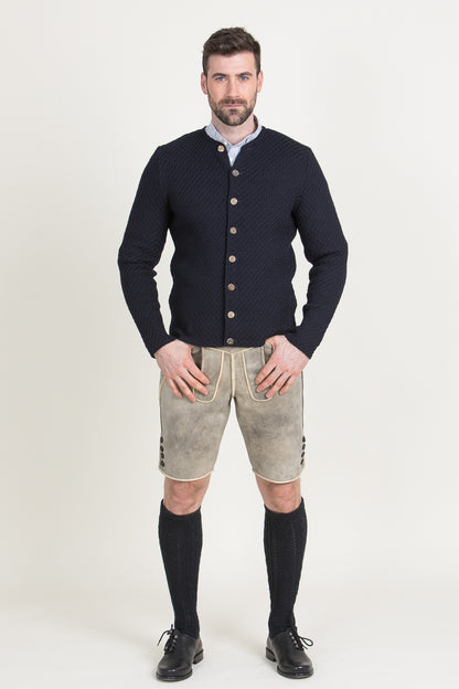 Gottseidank 'Xaver' Waffle-Knit Wool Janker in Ink Blue