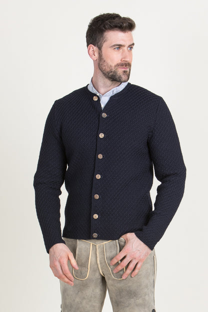 Gottseidank 'Xaver' Waffle-Knit Wool Janker in Ink Blue