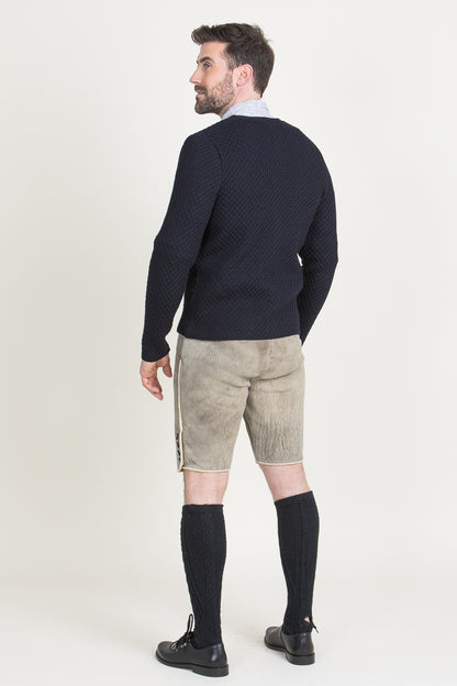 Gottseidank 'Xaver' Waffle-Knit Wool Janker in Ink Blue