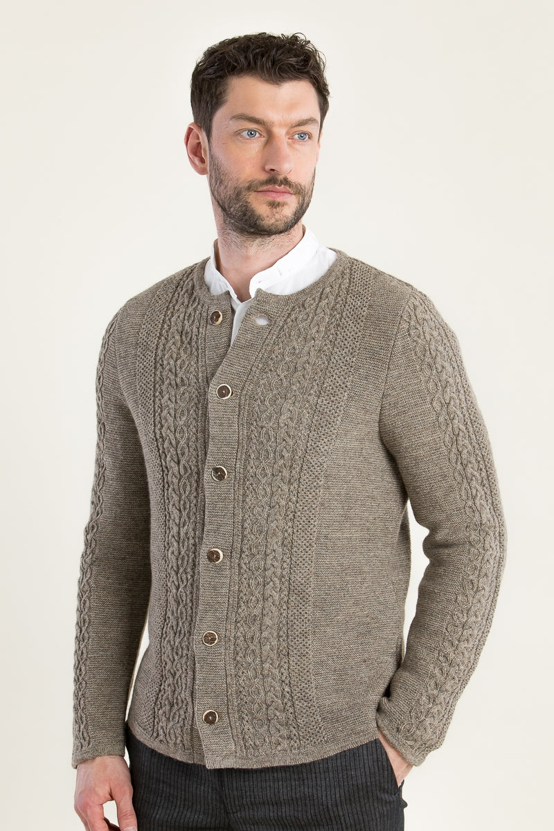 Grasegger Cable-Knit Merino Wool Janker in Light Beige