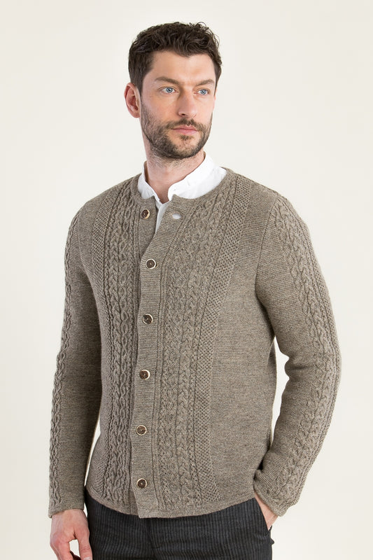 Grasegger Cable-Knit Merino Wool Janker in Light Beige