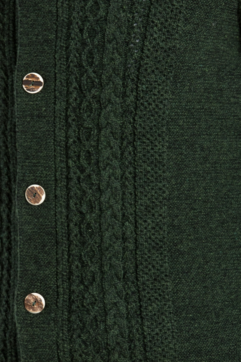Grasegger Cable-Knit Merino Wool Janker in Fir Green