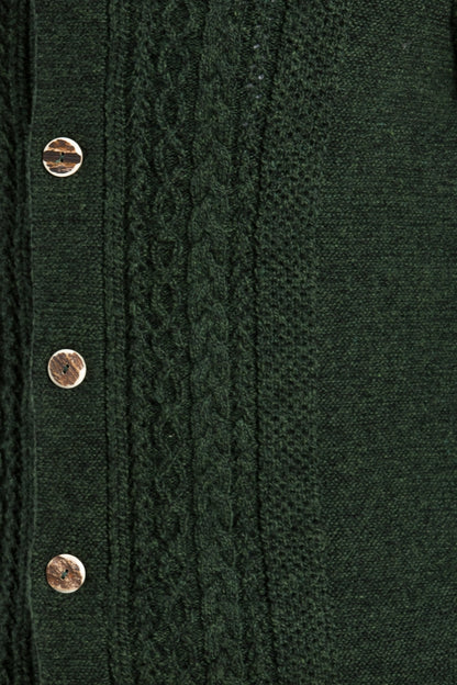 Grasegger Cable-Knit Merino Wool Janker in Fir Green