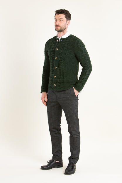 Grasegger Cable-Knit Merino Wool Janker in Fir Green