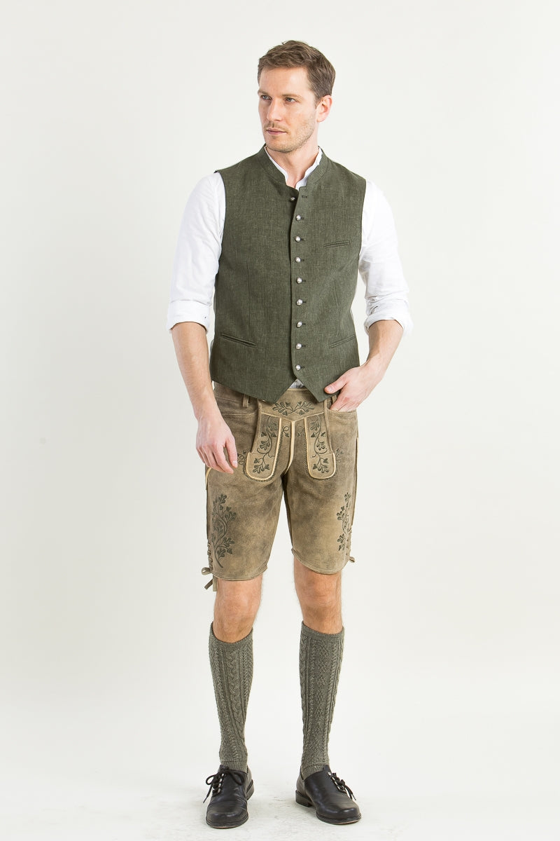 Grasegger 'Aurach' 100% Linen Vest in Green
