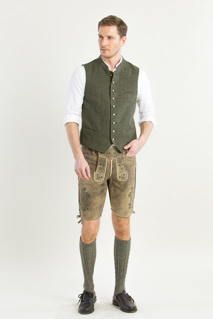 Grasegger 'Aurach' 100% Linen Vest in Green