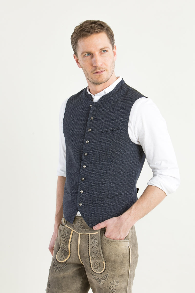 Hammerschmid 'Roman' Patterned Trachten Vest in Navy