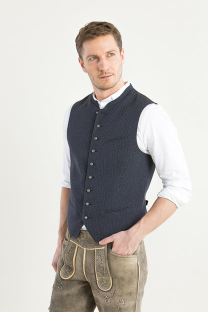 Hammerschmid 'Roman' Patterned Trachten Vest in Navy