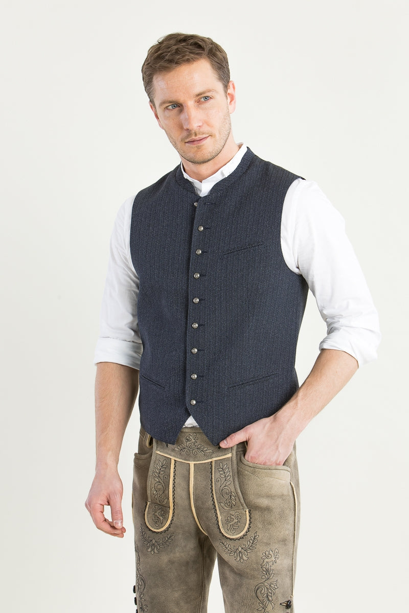 Hammerschmid 'Roman' Patterned Trachten Vest in Navy