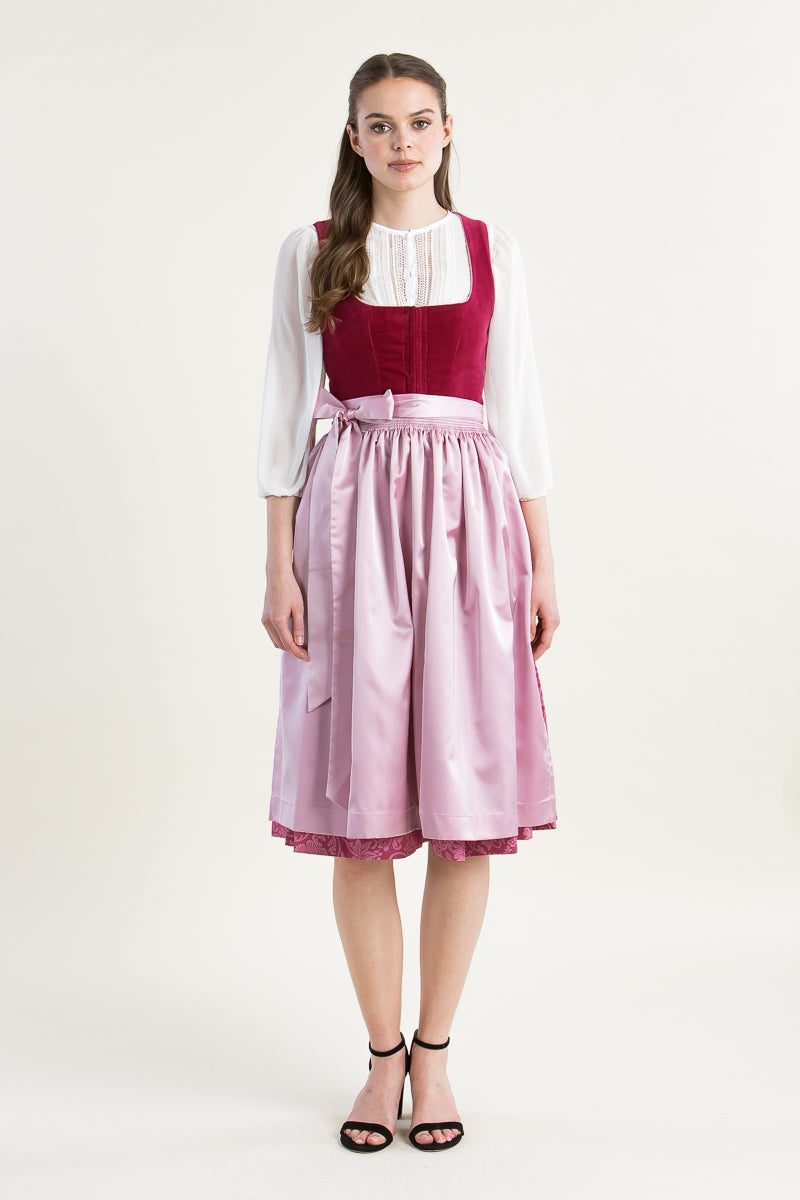 Hammerschmid 'Plattensee' Velvet Dirndl in Vibrant Pink