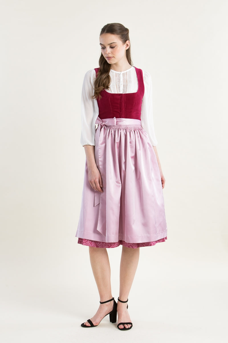 Hammerschmid 'Plattensee' Velvet Dirndl in Vibrant Pink