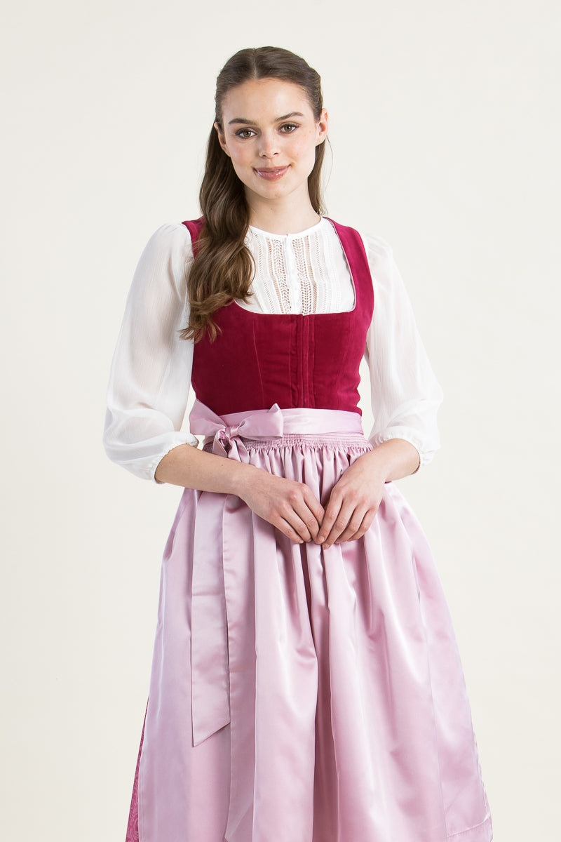 Hammerschmid 'Plattensee' Velvet Dirndl in Vibrant Pink