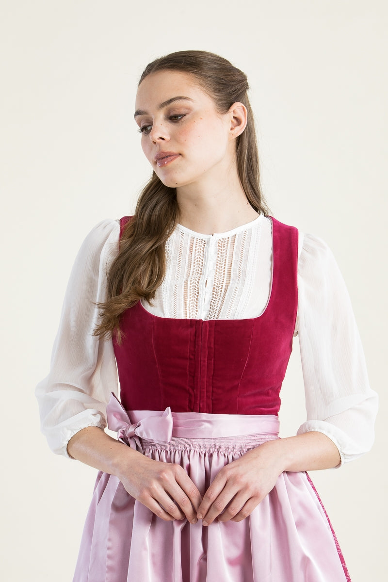 Hammerschmid 'Plattensee' Velvet Dirndl in Vibrant Pink