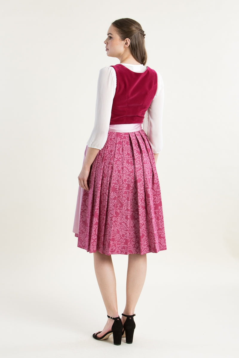 Hammerschmid 'Plattensee' Velvet Dirndl in Vibrant Pink