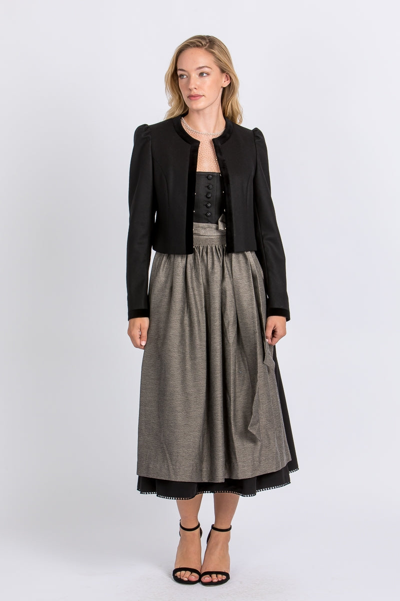 Heimatglück 'Elisabeth' Velvet-Trim Wool Blazer in Black
