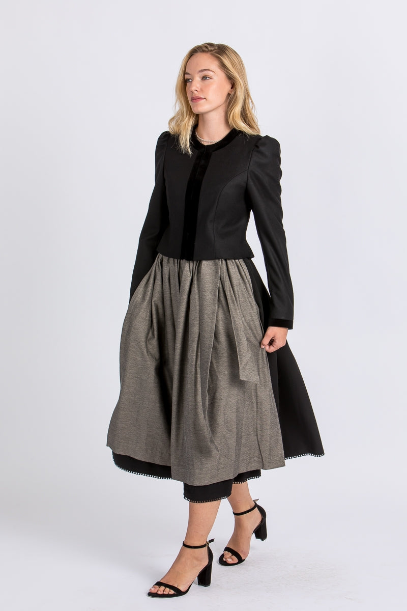 Heimatglück 'Elisabeth' Velvet-Trim Wool Blazer in Black