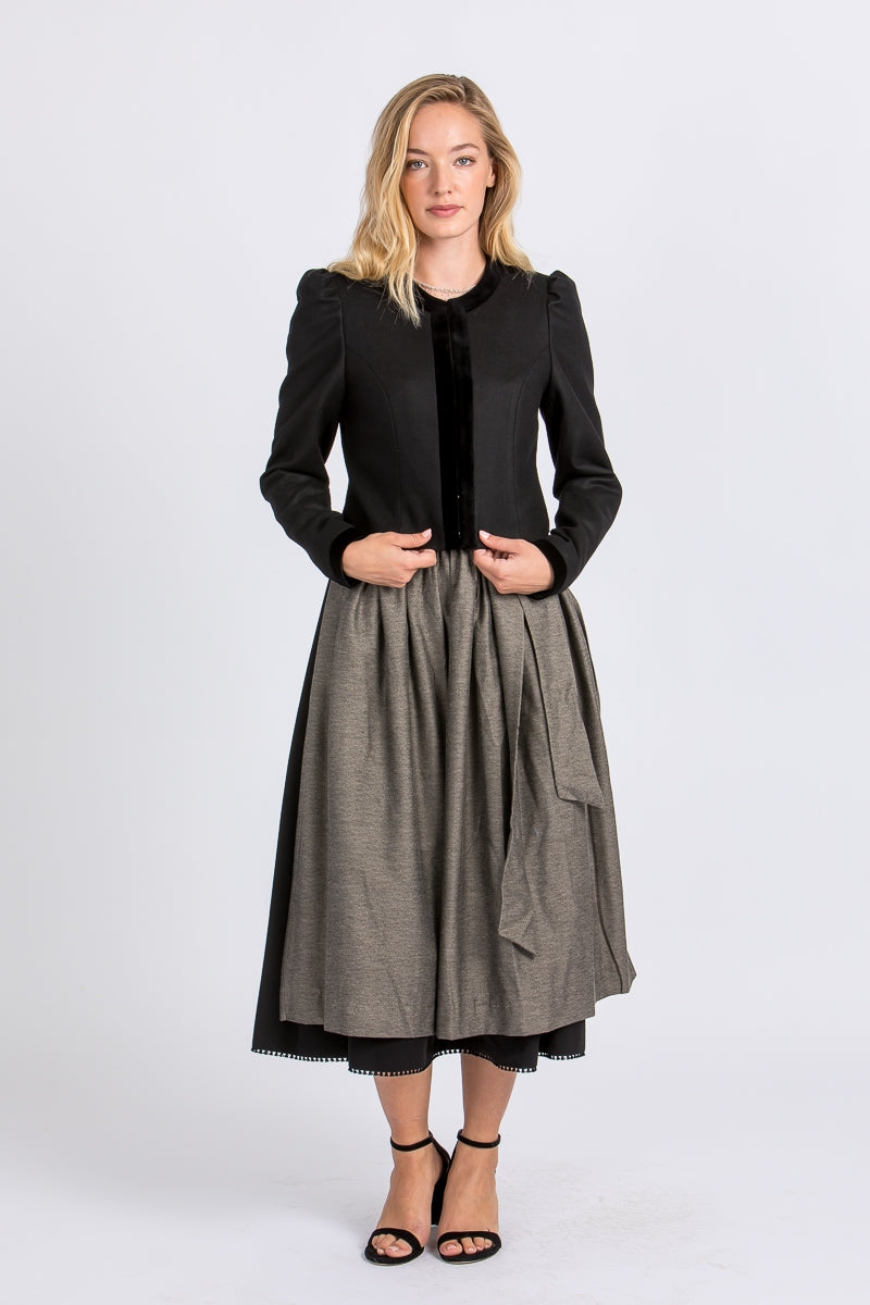 Heimatglück 'Elisabeth' Velvet-Trim Wool Blazer in Black