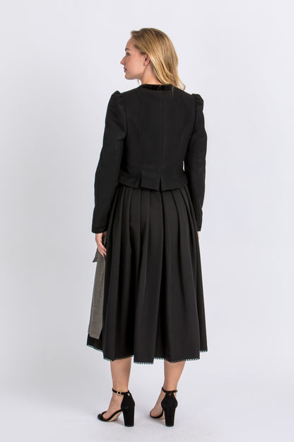 Heimatglück 'Elisabeth' Velvet-Trim Wool Blazer in Black