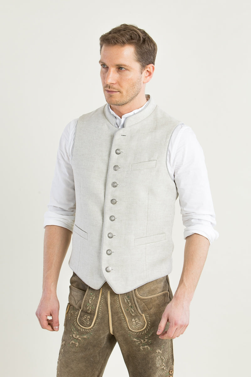 Heimatglück 'Philipp' Linen-Blend Vest in Cream