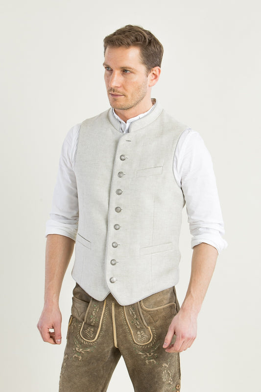 Heimatglück 'Philipp' Linen-Blend Vest in Cream