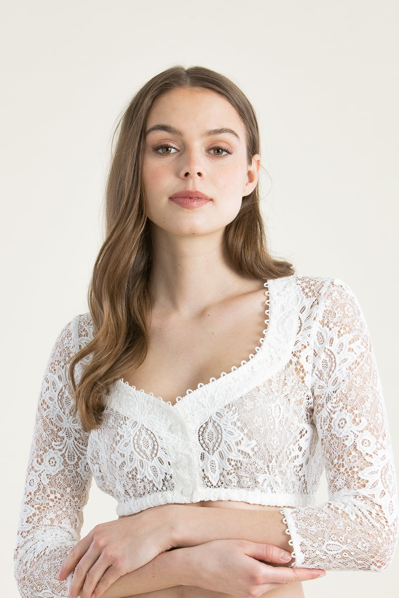 Kinga Mathe 'Samantha' 3/4-Sleeve Designer Lace Blouse