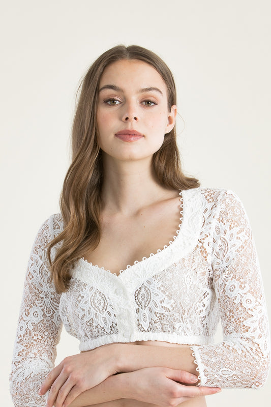 Kinga Mathe 'Samantha' 3/4-Sleeve Designer Lace Blouse