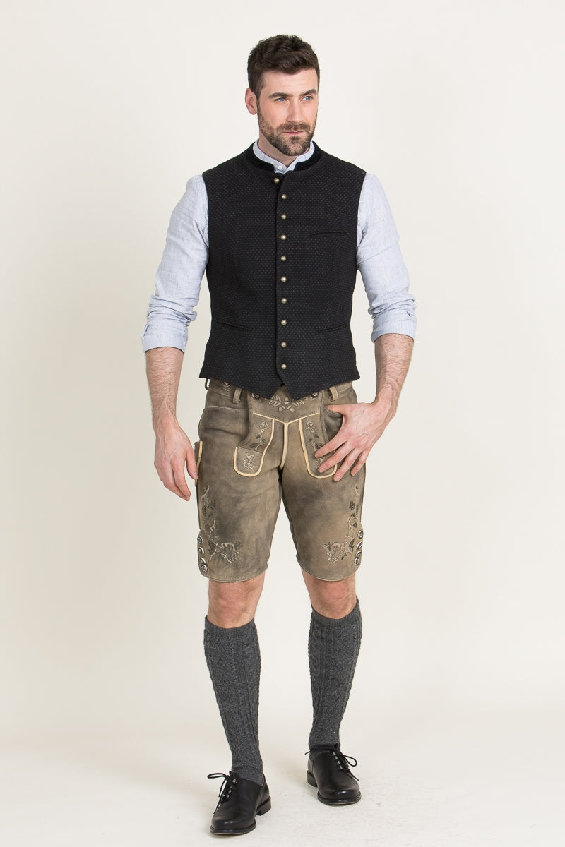 Ostarrichi 'Ursprung' Slim-Cut Suede Lederhose in Oak