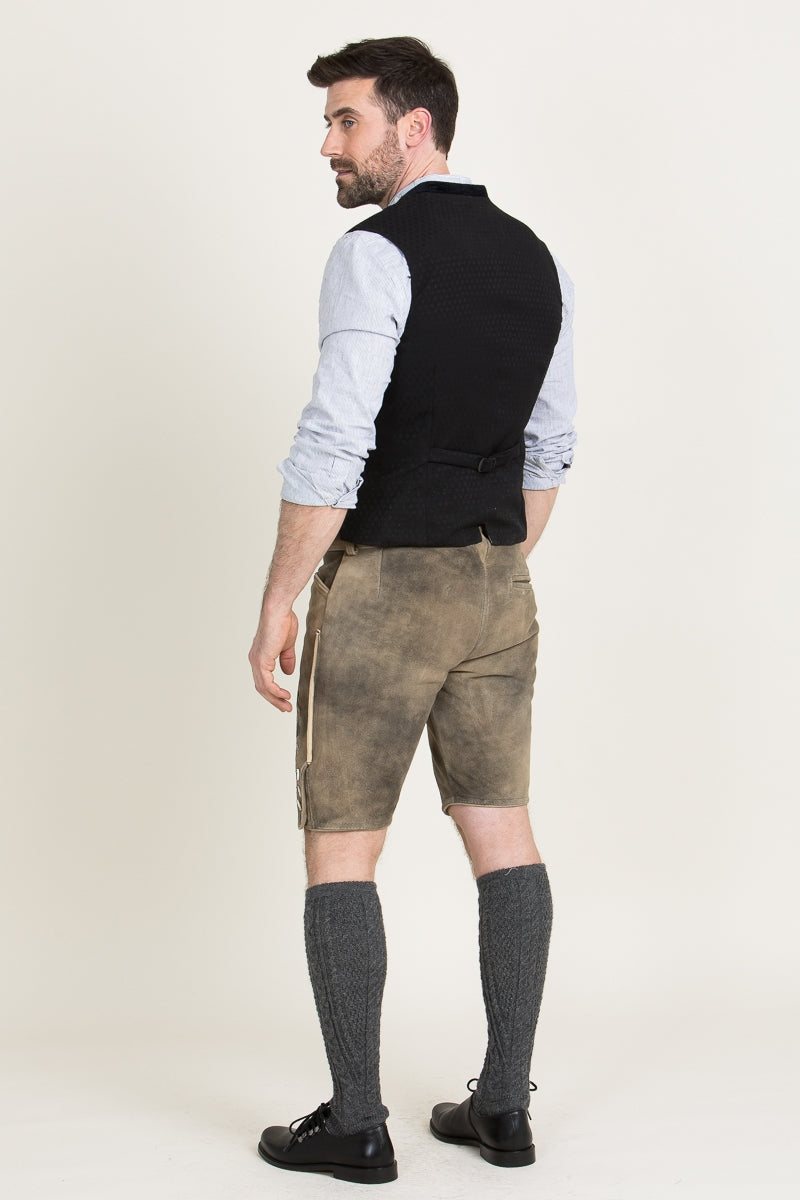 Ostarrichi 'Ursprung' Slim-Cut Suede Lederhose in Oak