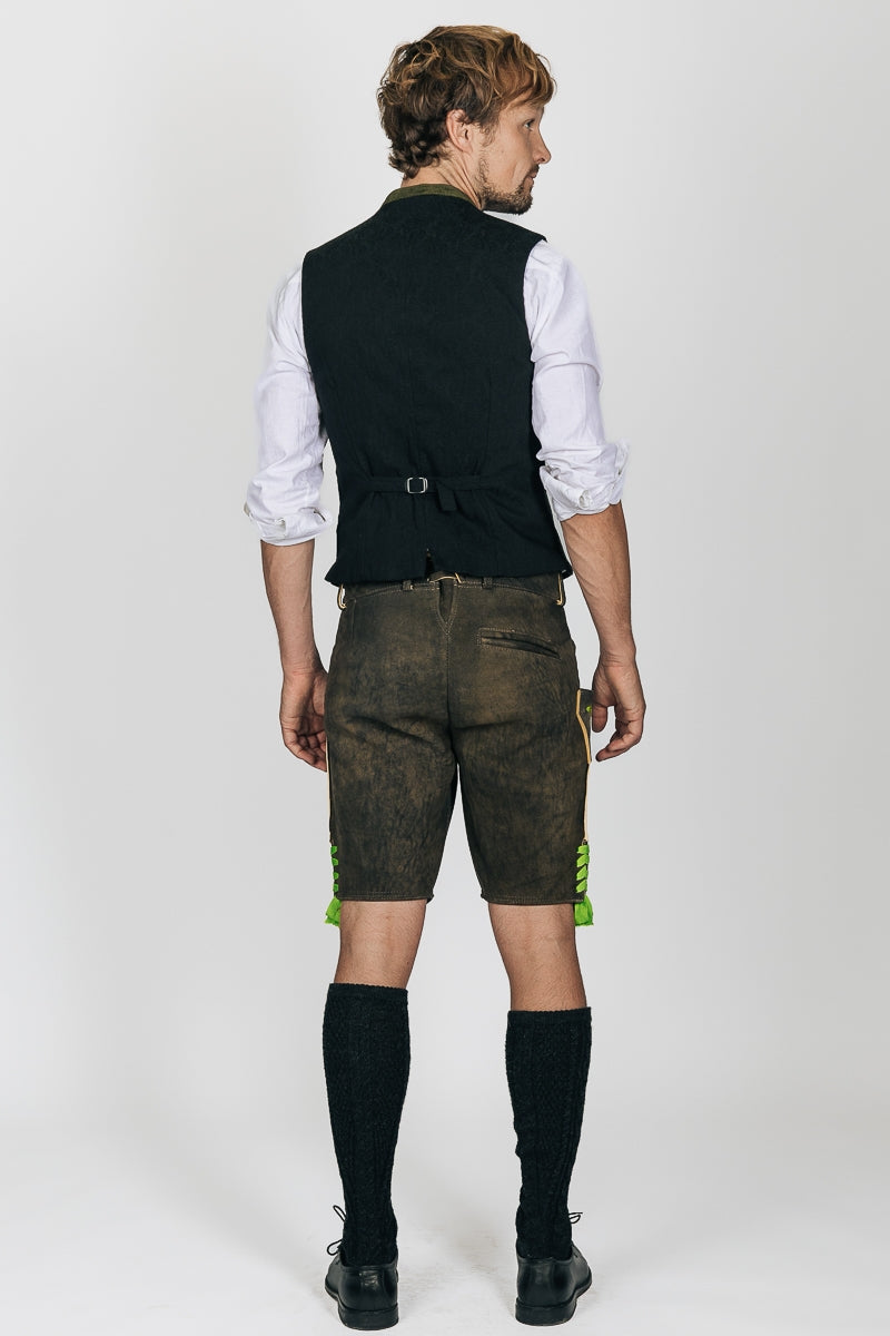 Ostarrichi 'Sepp' Deerskin Lederhose in Smoky Black