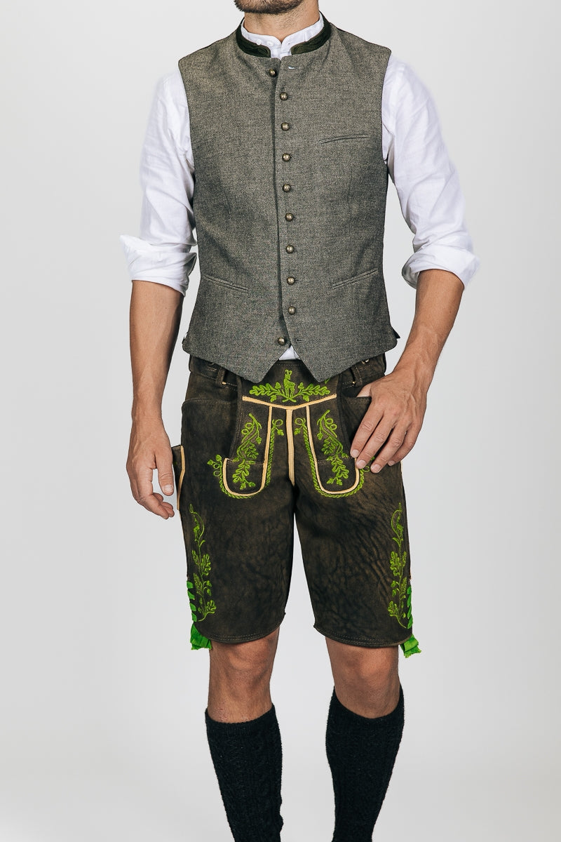 Ostarrichi 'Sepp' Deerskin Lederhose in Smoky Black