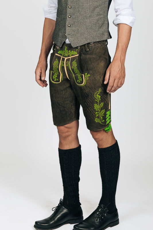 Ostarrichi 'Sepp' Deerskin Lederhose in Smoky Black