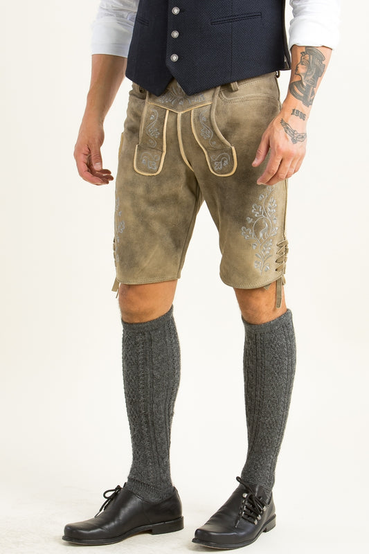 Ostarrichi 'Ludwig' Suede Lederhose in Inka Brown