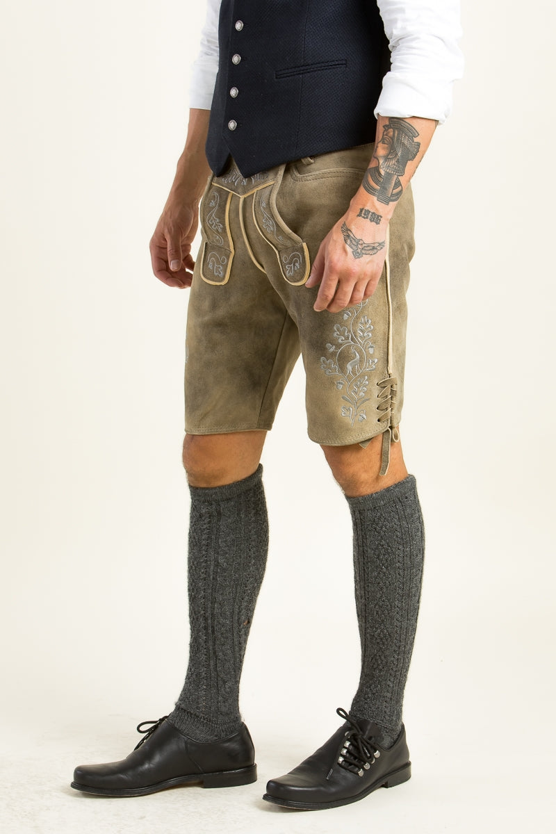 Ostarrichi 'Ludwig' Suede Lederhose in Inka Brown