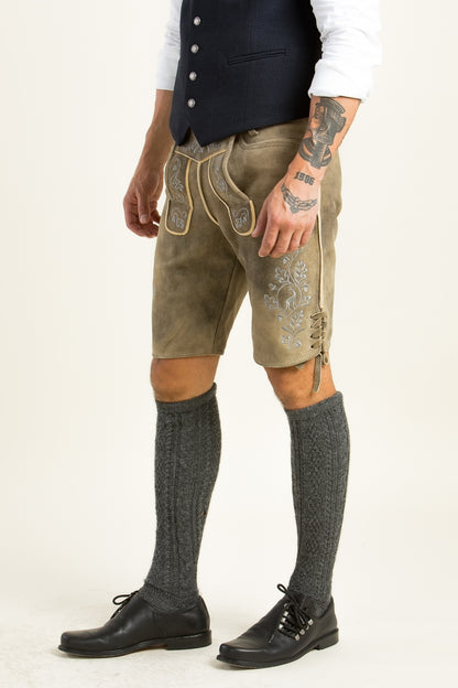 Ostarrichi 'Ludwig' Suede Lederhose in Inka Brown