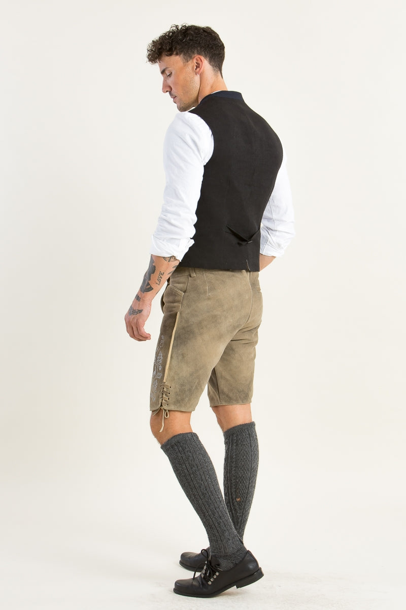 Ostarrichi 'Ludwig' Suede Lederhose in Inka Brown
