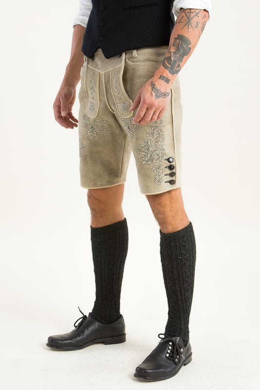 Ostarrichi 'Weissenberg' Suede Lederhose in Safari Tan