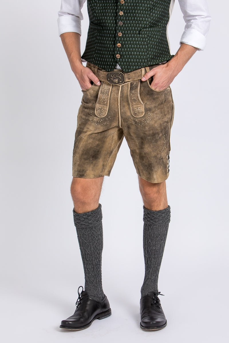 Spieth & Wensky Short Suede "Grafenau" Lederhose with Belt