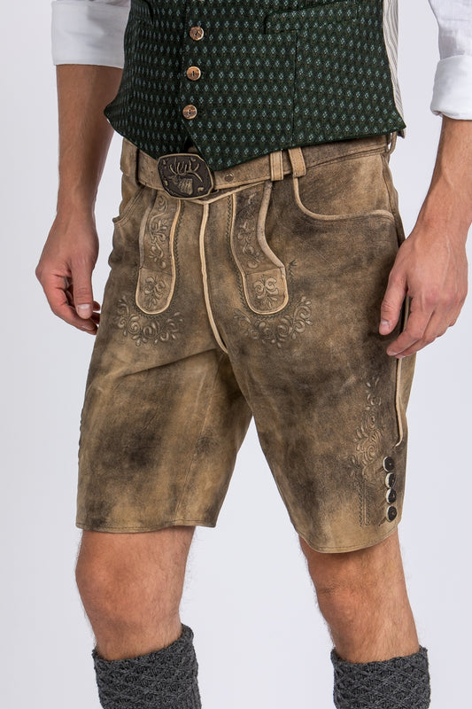 Spieth & Wensky Short Suede "Grafenau" Lederhose with Belt