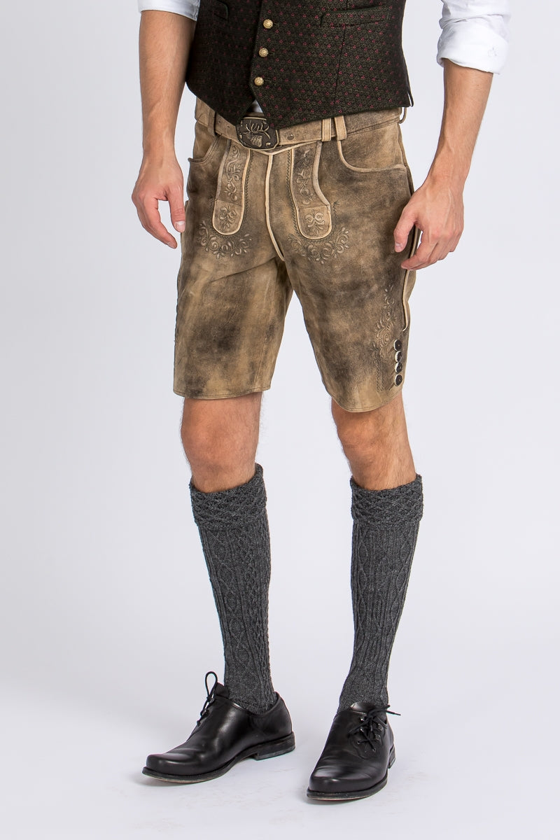 Spieth & Wensky Short Suede "Grafenau" Lederhose with Belt