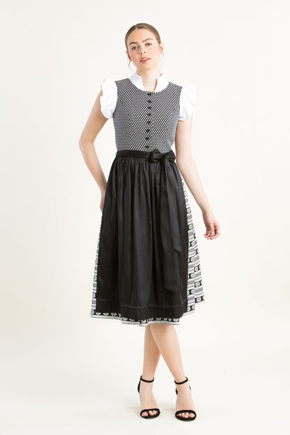 Wenger 'Laetizia' High-Necked Dirndl in Classic Black & White