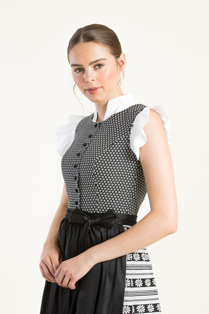 Wenger 'Laetizia' High-Necked Dirndl in Classic Black & White