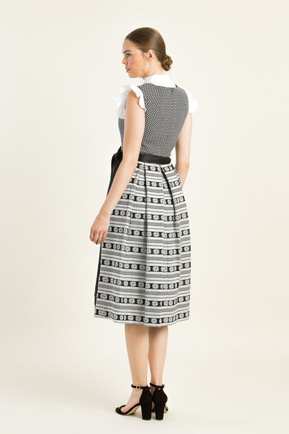 Wenger 'Laetizia' High-Necked Dirndl in Classic Black & White
