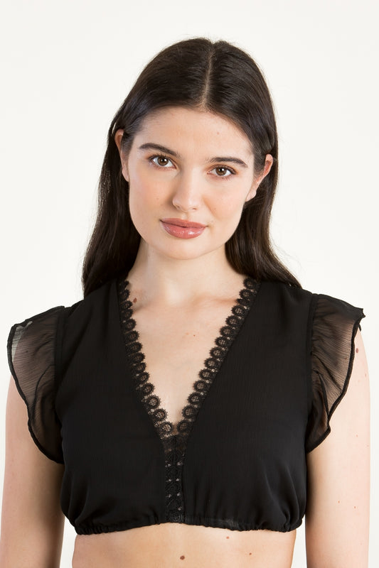 Wenger 'Isa' Chiffon Dirndl Blouse with Flutter Sleeves