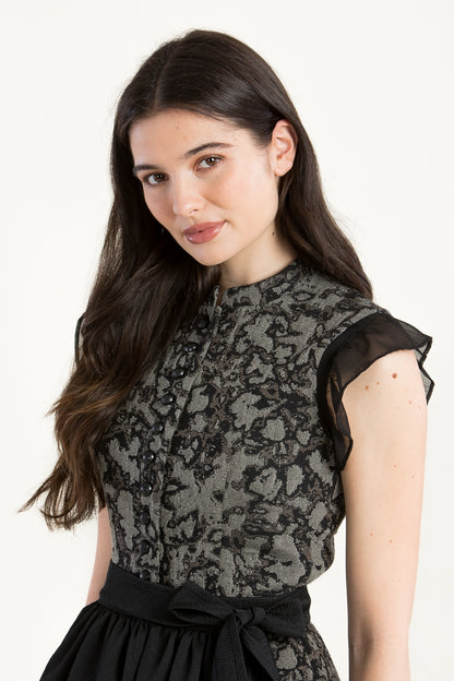 Wenger 'Isa' Chiffon Dirndl Blouse with Flutter Sleeves
