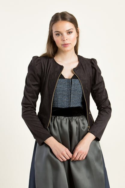 Alpenherz 'Denise' Stretch-Velvet Janker with Zipper